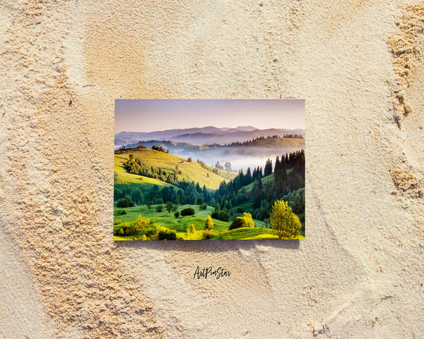 Foggy Summer Morning Mountains Carpathia, Ukraine, Europe Landscape Custom Greeting Cards