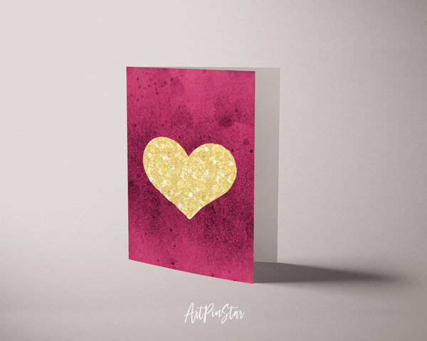 Gold Heart Valentine's Day Customized Greeting Card