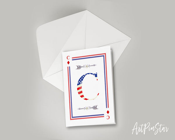 American Flag Letter C Diamond Monogram Note Cards