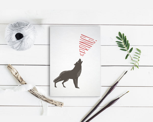 Spring Wolf Animal Greeting Cards