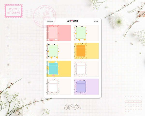 3D Note Planner Sticker, Cover Book