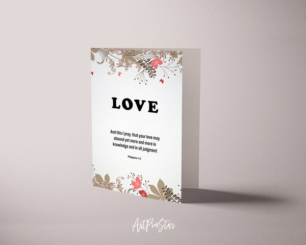Love and this I pray that your love may abound Philippians 1:9 Bible Verse Customized Greeting Card