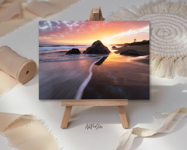 Bois Blanc Beach Sunset, L'Étang-Salé, Réunion Island Landscape Custom Greeting Cards