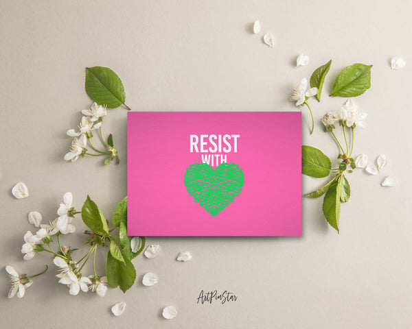Resist With Green Love, LGBTQIA Greeting Cards Pride Month with Rainbow