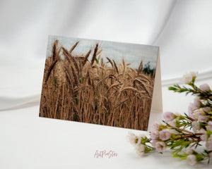 Grain Paddy Field Harvest Landscape Custom Greeting Cards