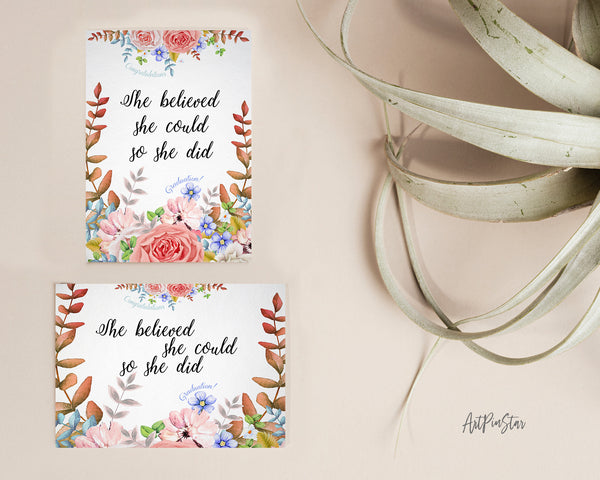 Personalized Graduation Achievement Gift Cards - She believed she could so she did Graduation