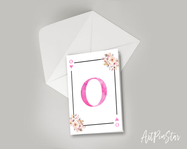 Boho Floral Bouquet Initial Flower Letter O Heart Monogram Note Cards