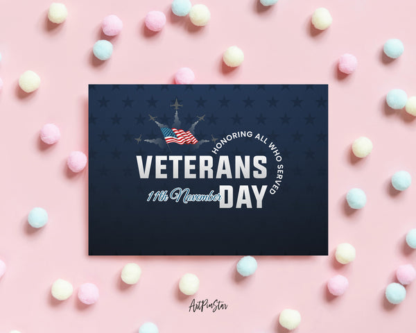 Honoring All Who Served Veterans Day November 11th Custom Holiday Greeting Cards