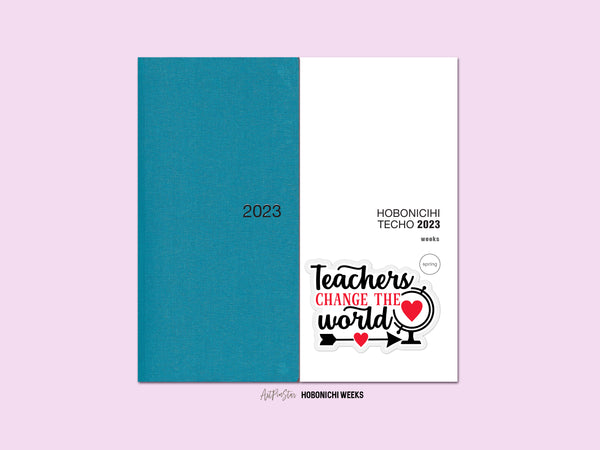 Teachers Change World Vinyl Die Cut Sticker, 2.75" x 1.85"