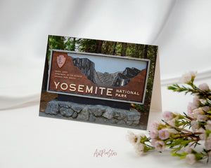 Entrance Sign Yosemite National Park, California Landscape Custom Greeting Cards