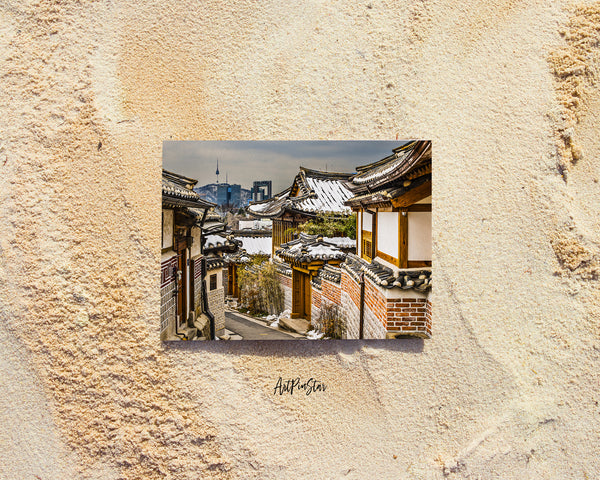 Bukchon Hanok Historic District, Seoul, South Korea Landscape Custom Greeting Cards