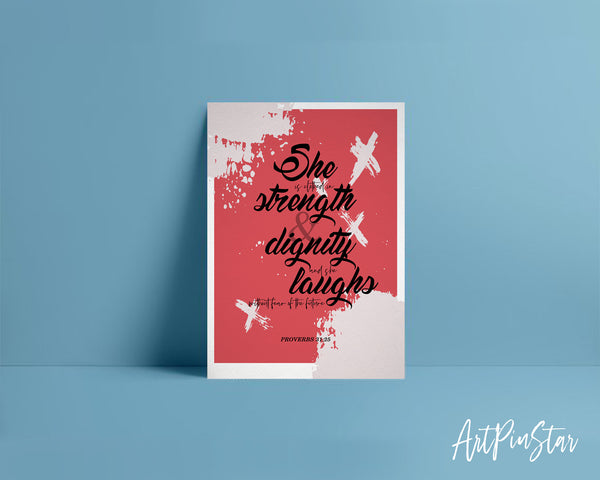 She is clothed in strength & dignity Proverbs 31:25 Bible Verse Customized Greeting Card