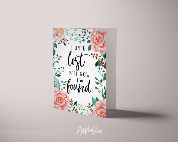 I once was lost but now I'm found Luke 15:10 Bible Verses Quote Customized Greeting Cards