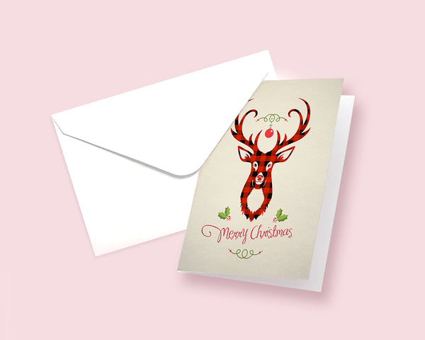 Merry Christmas Deer Light Personalized Holiday Greeting Card Gifts