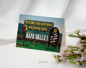 Napa Valley Entrance Sign, California Landscape Custom Greeting Cards