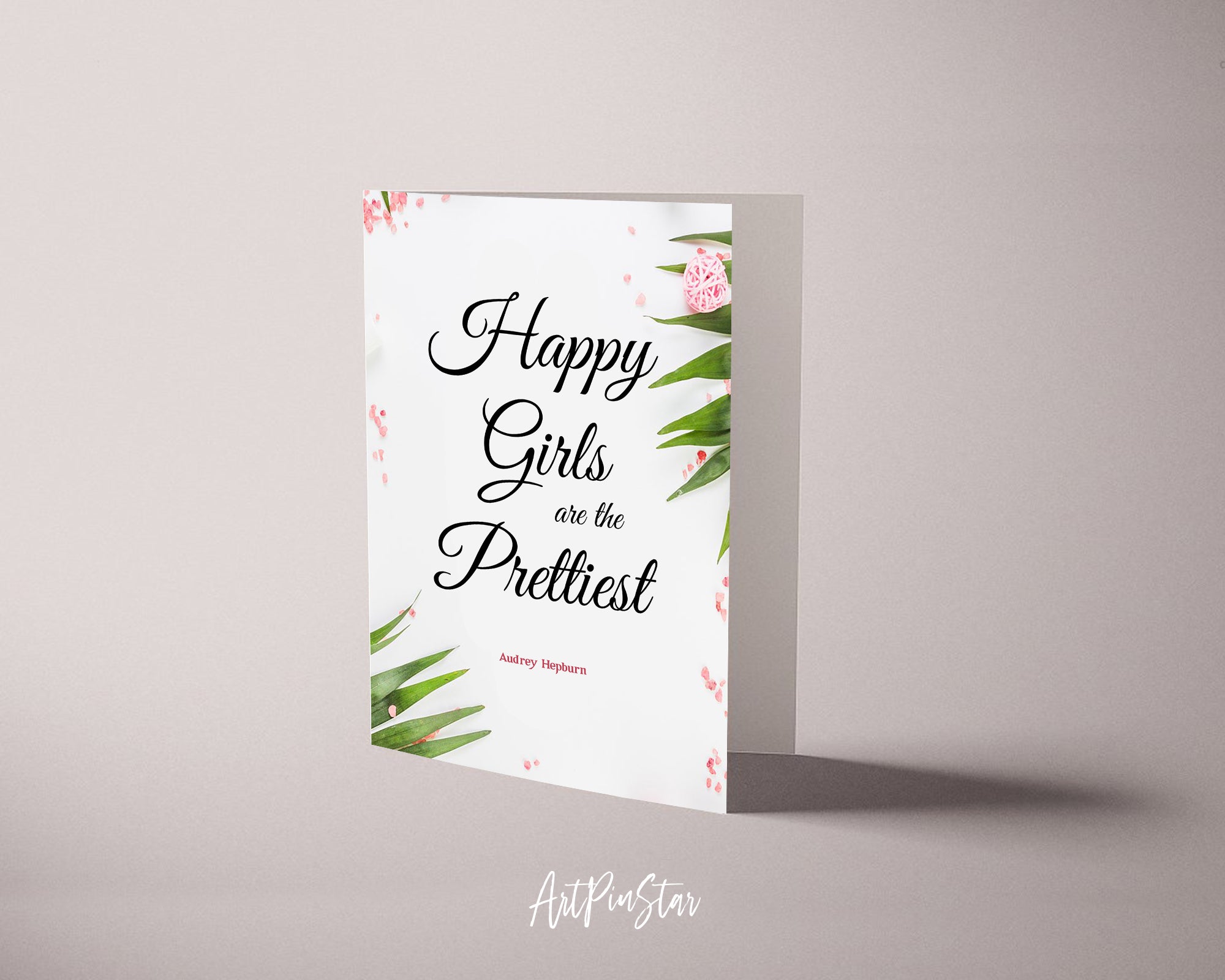 Happy girls are the prettiest Audrey Hepburn Inspirational Quote Customized Greeting Cards