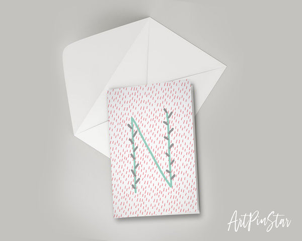 Alphabet Forest Letter N Animal Monogram Note Cards
