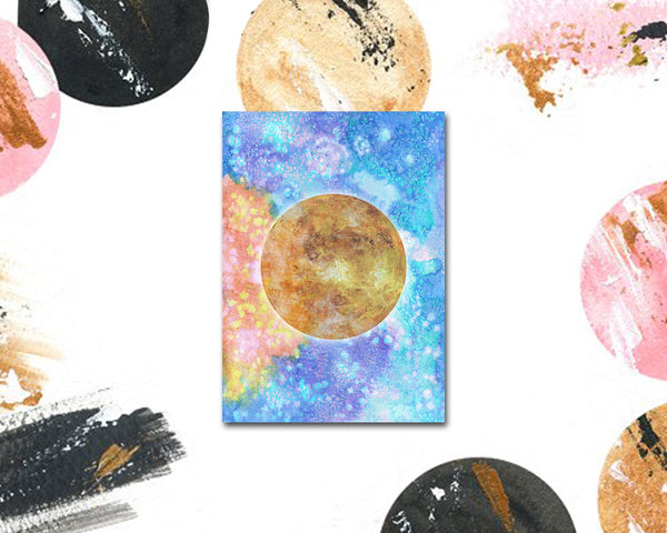 Venus Planet Watercolor Galaxy Space Customizable Greeting Card