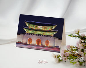Gwanghwamun Gate at Geyongbokgung Palace, Seoul, South Korea Landscape Custom Greeting Cards