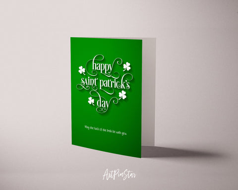 May the luck of the Irish be with you St. Patricks Day Personalized Gifts Card - ArtPinStar.com