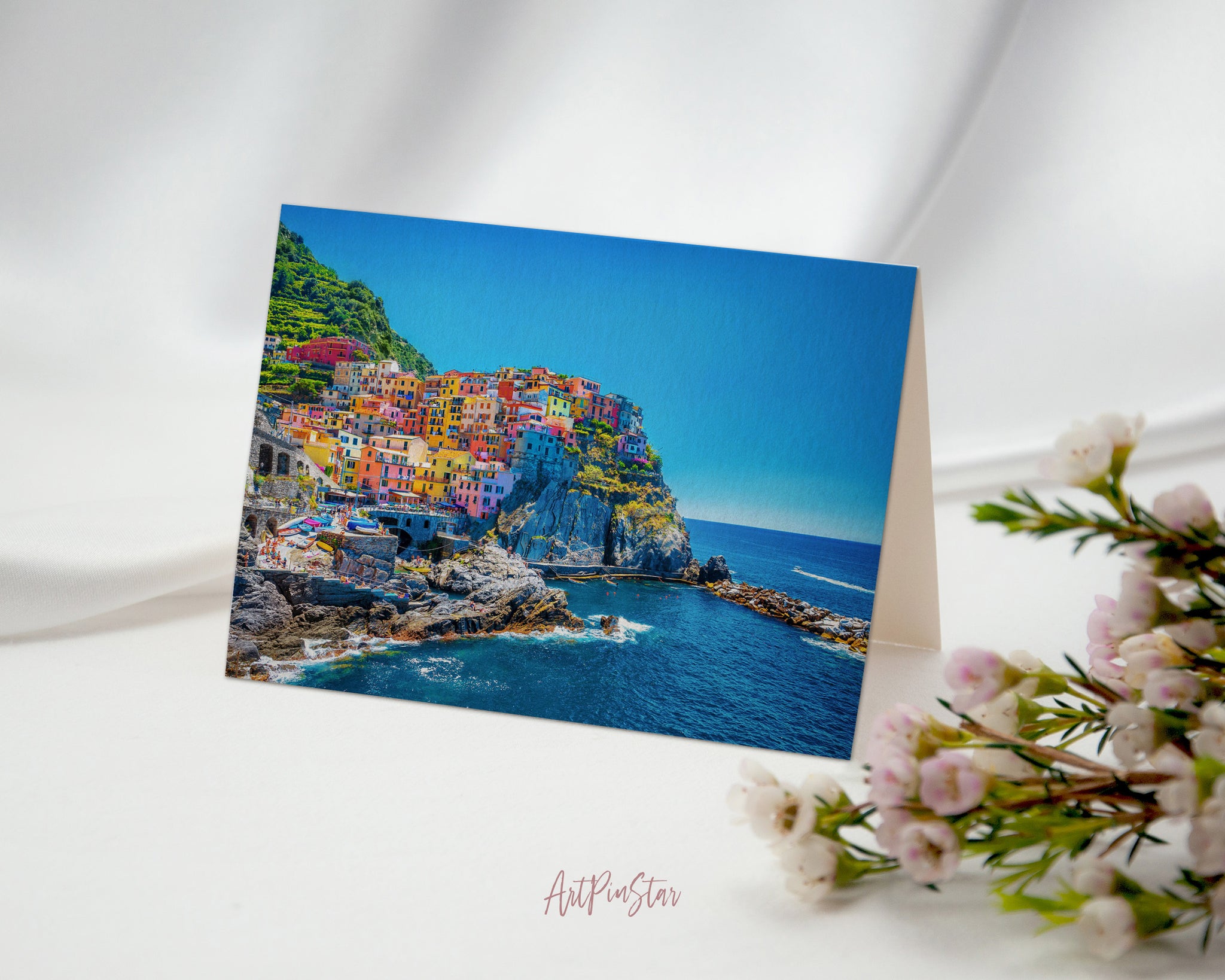 Cinque Terre Mediterranean Sea, Italy Landscape Custom Greeting Cards