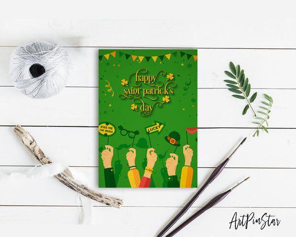 Kiss me I'm Irish Lucky St. Patricks Day Personalized Gifts Card - ArtPinStar.com