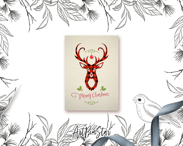 Merry Christmas Deer Light Personalized Holiday Greeting Card Gifts