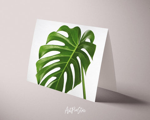 Monstera Deliciosa Leaf or Swiss Cheese Plant Botanical Garden Customized Greeting Card