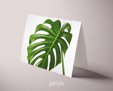 monstera deliciosa botanical print Monstera Deliciosa Leaf Botanical Personalized Gift Cards