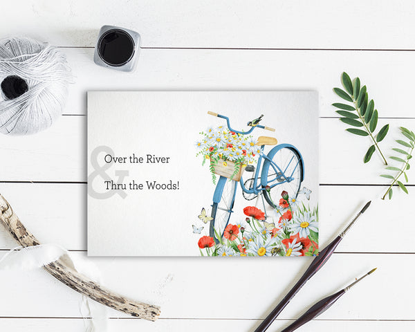 Over the river & thru the woods Song Lyric Quote Customized Greeting Cards