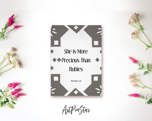 She is more precious than rubies Proverbs 3:5 Bible Verse Customized Greeting Card