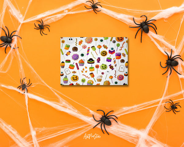 Halloween Sweets Spooky Dessert Pattern Custom Holiday Greeting Cards