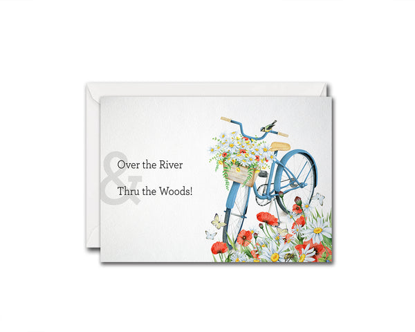 Over the river & thru the woods Song Lyric Quote Customized Greeting Cards