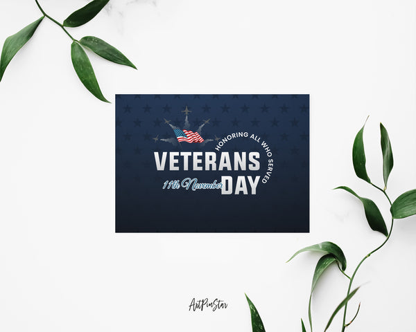 Honoring All Who Served Veterans Day November 11th Custom Holiday Greeting Cards