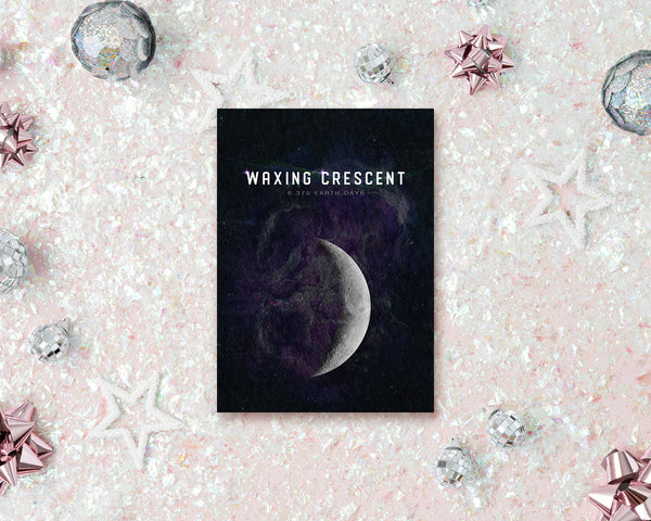 Waxing Crescent Moon Lunar Phases Customizable Greeting Card