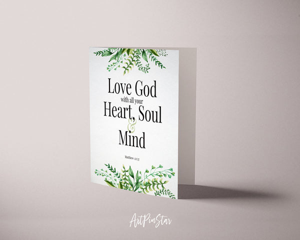 Love God with All Your Heart, Soul & Mind Matthew 22:37 Bible Verse Customized Greeting Card
