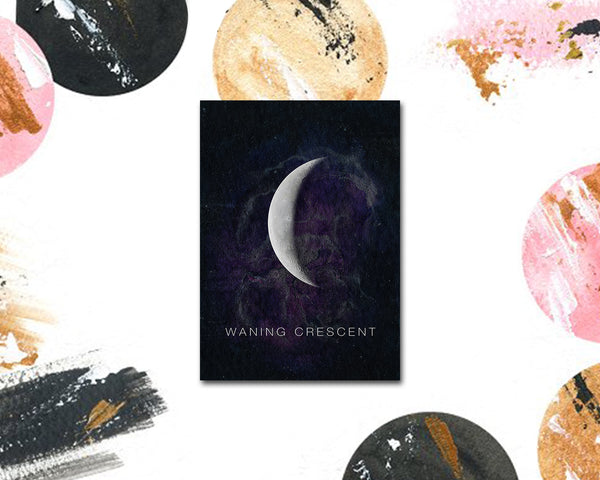 Waning Crescent Moon Phases Universe Space Customizable Greeting Card