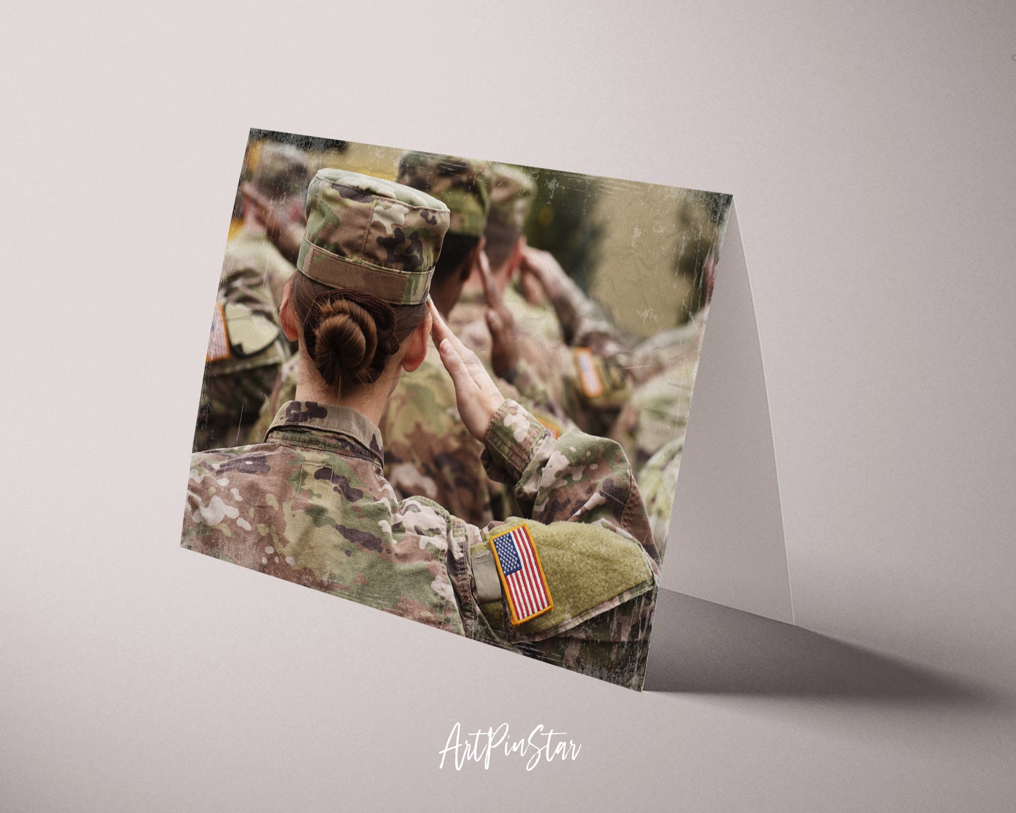 American Soldiers Salute US Army Military Veterans Day Custom Holiday Greeting Cards
