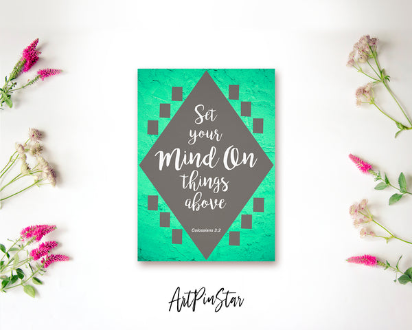Set your mind on things above Colossians 3:2 Bible Verse Customized Greeting Card