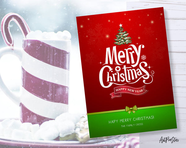Merry Christmas Happy New Year Personalized Holiday Greeting Card Gifts
