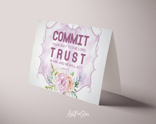 Commit your way to the Lord Bible Verse Customized Greeting Card