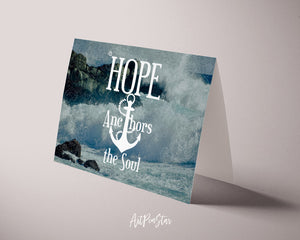 Hope anchors the soul Hebrews 6:19 Bible Verse Customized Greeting Card