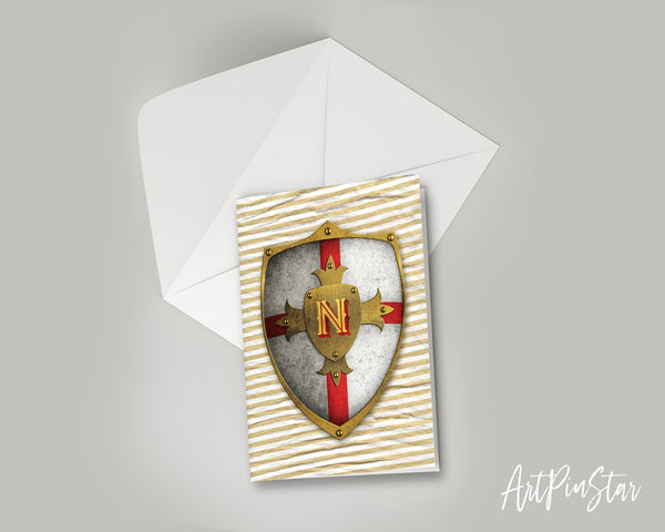 Alphabet Shield Letter N Signature Monogram Note Cards