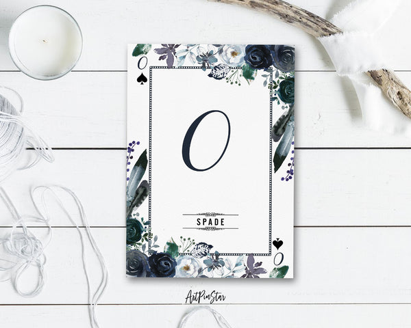 Watercolor Floral Flower Bouquet Initial Letter O Spade Monogram Note Cards