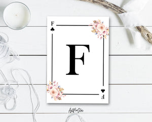Boho Floral Bouquet Initial Flower Letter F Clover Monogram Note Cards