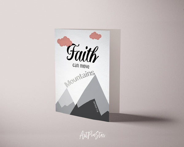 Faith Can Move Mountains Matthew 17:20 Bible Verse Customized Greeting Card