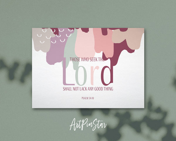 Those who seek the Lord shall not lack any good Psalm 34:10 Bible Verse Customized Greeting Card