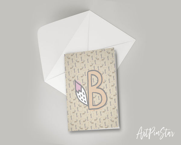Alphabet Forest Letter B Animal Monogram Note Cards