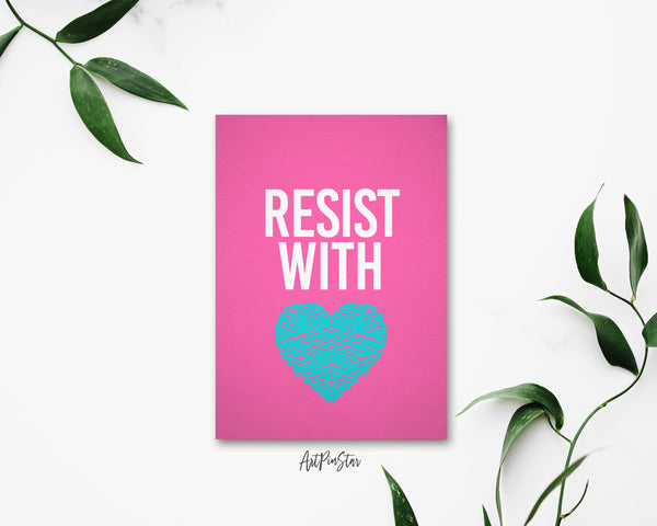 Resist With Aqua Love, LGBTQIA Greeting Cards Pride Month with Rainbow