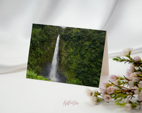 Hilo Waterfall Hawaii Island Landscape Custom Greeting Cards